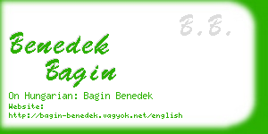 benedek bagin business card